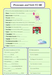English Worksheet: Pronouns and verb To Be
