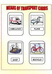 English Worksheet: TRANSPORT FLASHCARDS