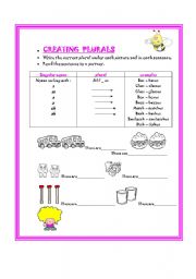 English Worksheet: CREATING PLURALS