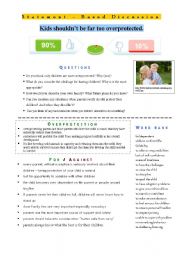 English Worksheet: Statement-based Discussion - Overprotected children