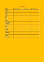 English Worksheet: adjectives -translation, comparative, superlative