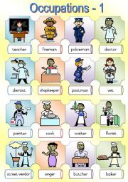 English Worksheet: Occupations Poster 1
