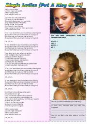English Worksheet: Single Ladies - comprehension, grammar, writing, class discussion ***fully editable ((2 pages))