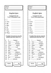English Worksheet: Verb Quiz-