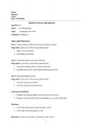 English worksheets: 8th grade reading lesson plan