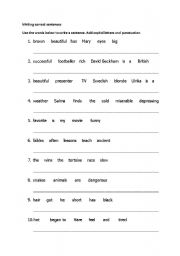 English Worksheet: Writing correct Sentences