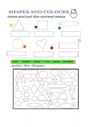 English Worksheet: SHAPES AND COLOURS