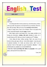 English Worksheet: english test reading comprehension