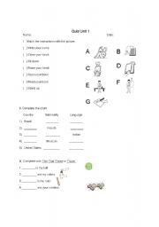 English worksheet: quiz basic vocabulary