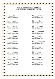 English Worksheet: DEMOSTRATIVE THIS/THAT/THSE/THOSE