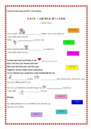 English Worksheet: I say a little prayer 