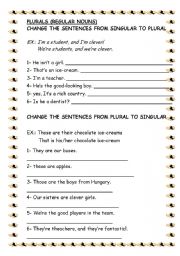 English Worksheet: PLURALS NOUMS SENTENCES