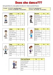 English Worksheet: Present Simple game (question and short answers) 1/2