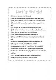 English Worksheet: REPORTED SPEECH