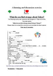 English Worksheet: What do you find strange about Tokyo?   ##all levels ##