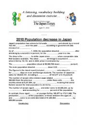 English Worksheet: 2010 Population in Japan.    ## all levels ##