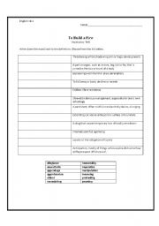 English Worksheet: To Build a Fire - Vocabulary Quiz