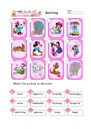 English Worksheet: Mothers Day Matching Part 2/8 of unit.   With detailed key.