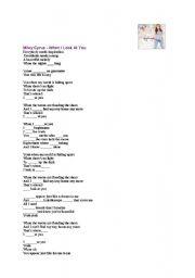 English Worksheet: When I look at  you by Miley Cirus