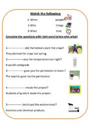 English worksheet: Wh  words