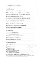 English Worksheet: adverbial (time) clauses