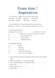 English worksheet: Exam time! Imperatives