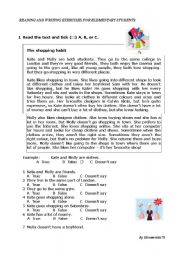 English Worksheet: READING SHOPPING (ket format)