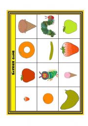 English Worksheet: The Very Hungry Caterpillar Barrier Game
