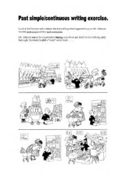 English Worksheet: Past simple and continuous writing exercise