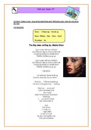 English Worksheet: The boy does nothing. Alesha Dixon.