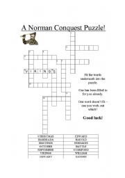 English Worksheet: norman conquest puzzle