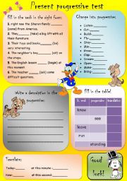 English Worksheet: present continuous test - fully editable