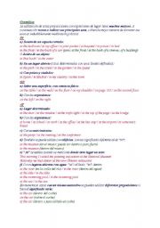 English worksheet: prepositions in on at
