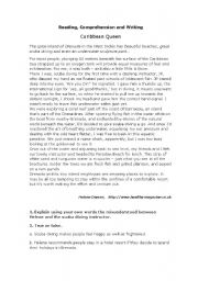 English Worksheet: Reading Comprehension and Writing