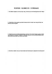 English worksheet: Winter Olympics Coverage