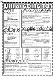 English Worksheet: Will or Going to?