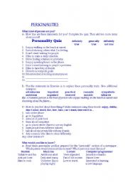 English Worksheet: Personalities