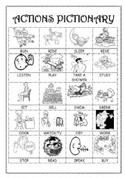 English Worksheet: ACTIONS PICTIONARY