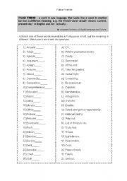 English Worksheet: false friends