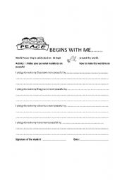 English Worksheet: Peace