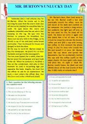 English Worksheet: PAST SIMPLE READING