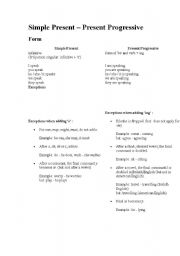 English Worksheet: Present Simple  - Present Progressive