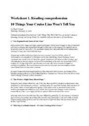 English Worksheet: Bad things about cruises