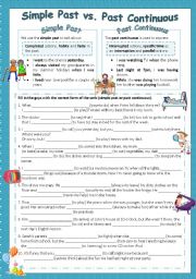 English Worksheet: simple past - past continuous