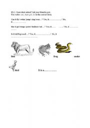 English worksheet: Animals- have got, can, to be
