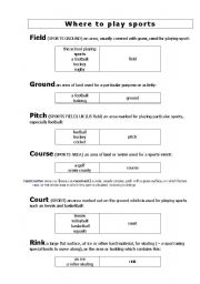 English Worksheet: Where to Play Sports