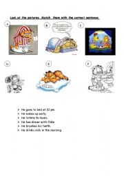 English worksheet: garfields daily routine