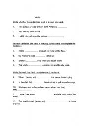 English worksheet: verbs  practice