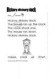 English worksheet: Hickory dickory dock