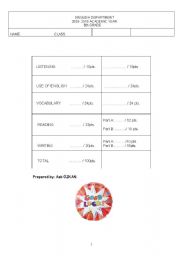 English worksheet: 5th grade exam part 1